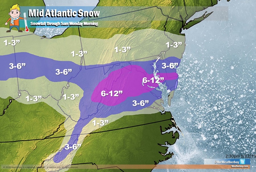 Updated Snowfall Forecast Map
