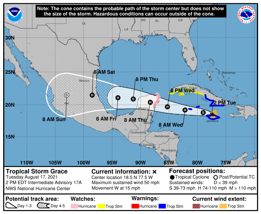Hurricane Watches Issued with Grace Expected to Intensify