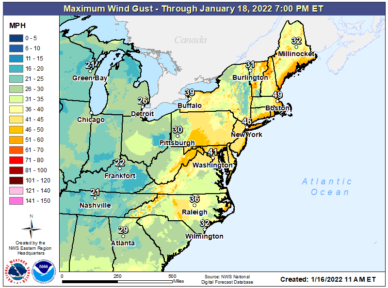 Damaging Wind Gusts Likely with Winter Storm