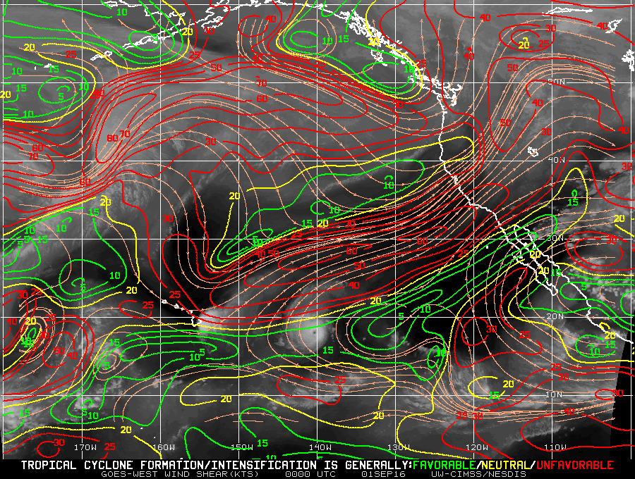 Wind Shear Map Pacific Pacific Hurricane Season 2016 Weather Goddess