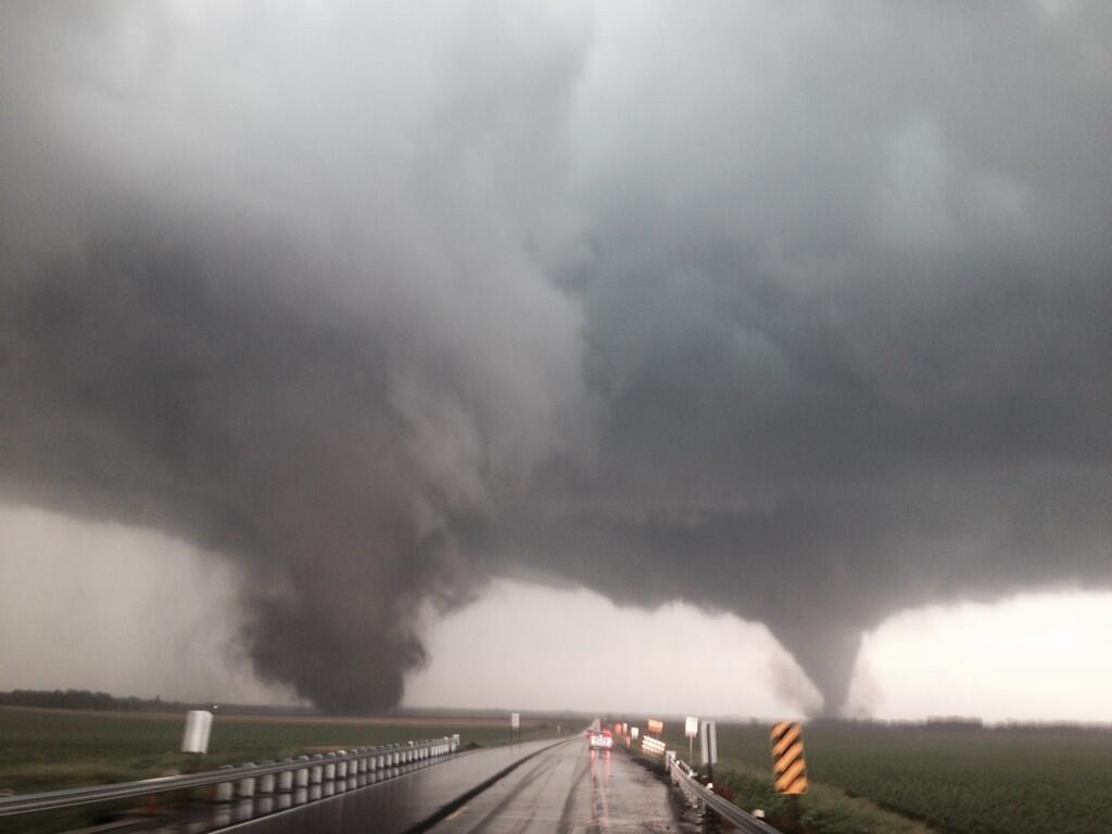 Twin Tornadoes on the Ground! Weather Picture of the Day