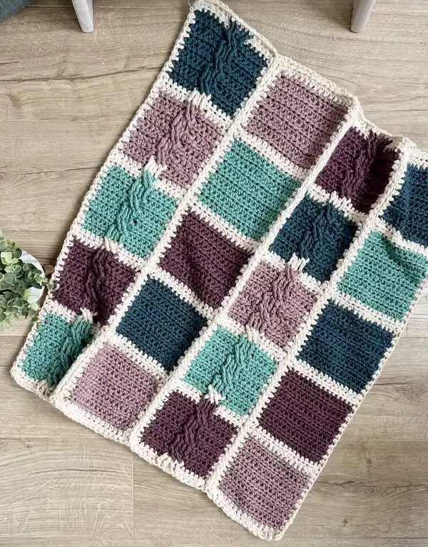 Billow Cable Easy Crochet Patchwork Blanket » Weave Crochet