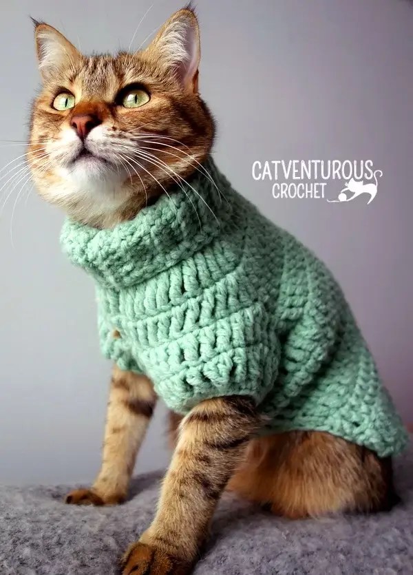 Crochet Rollneck Cat Sweater Pattern » Weave Crochet
