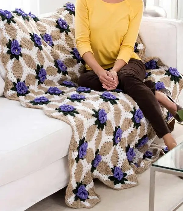 Crochet Pansy Throw Pattern » Weave Crochet
