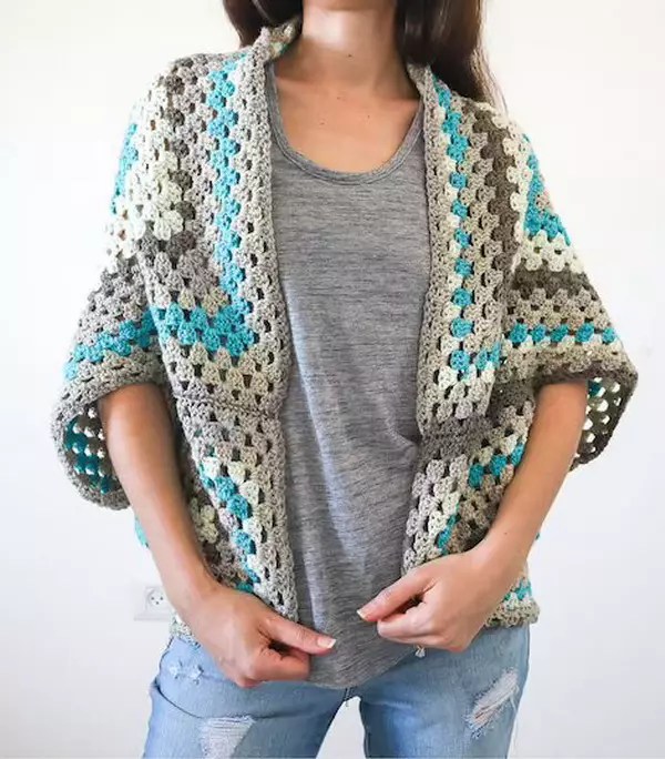 Granny Square Crochet Cocoon Cardigan Pattern » Weave Crochet