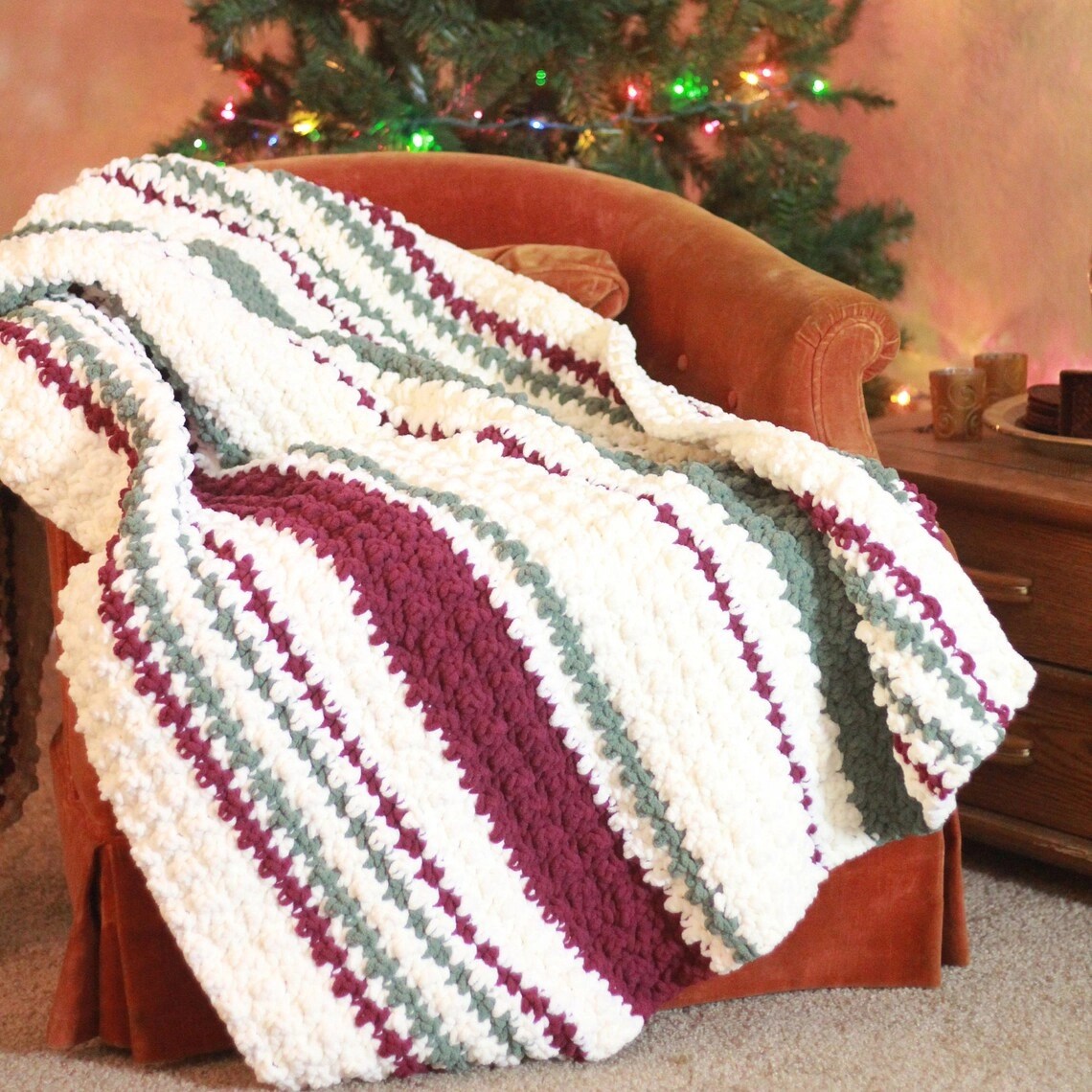 Chunky Stripe Crochet Blanket Pattern » Weave Crochet