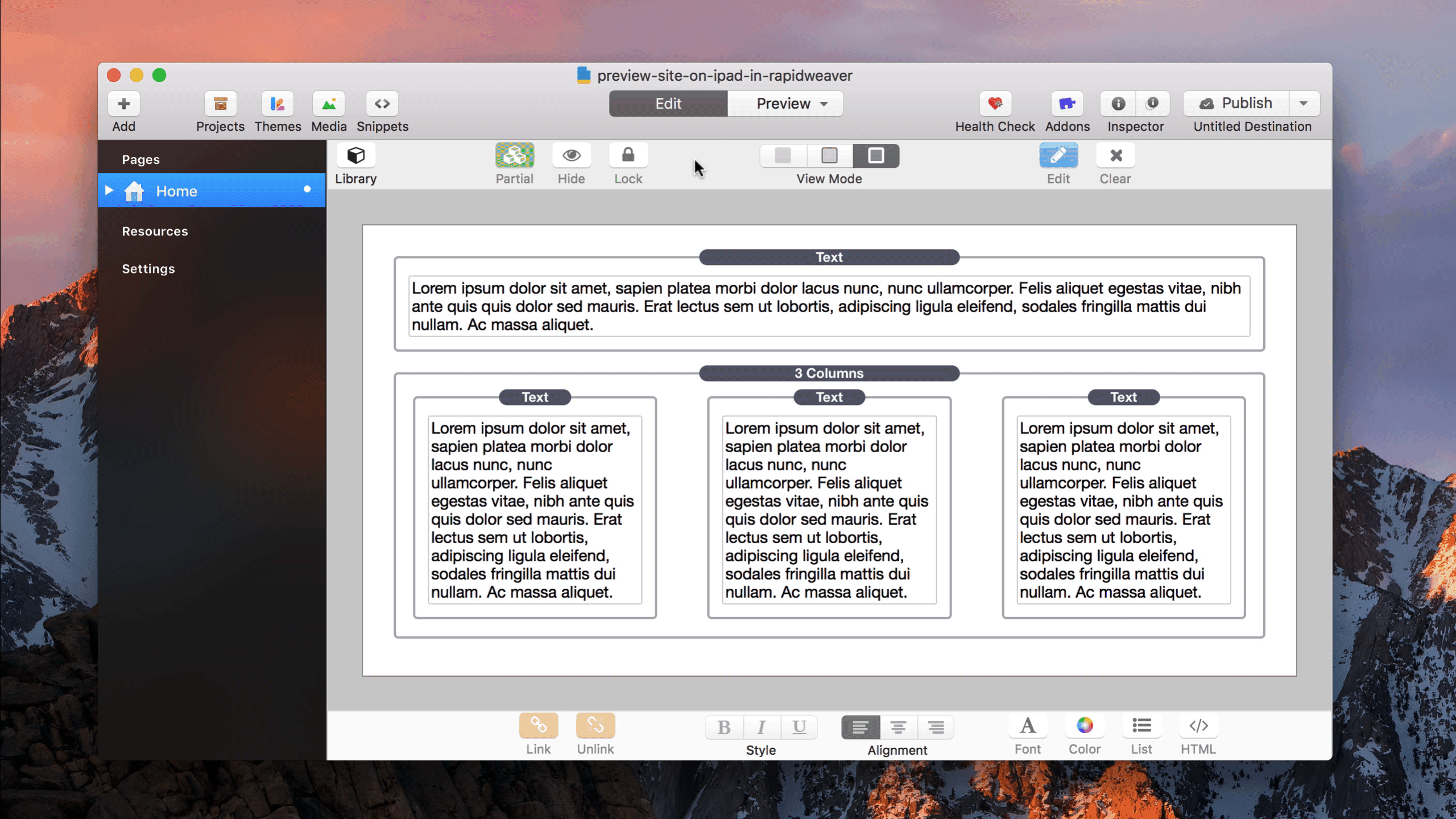 Preview site on an iPad in landscape or portrait mode Weaver Tips