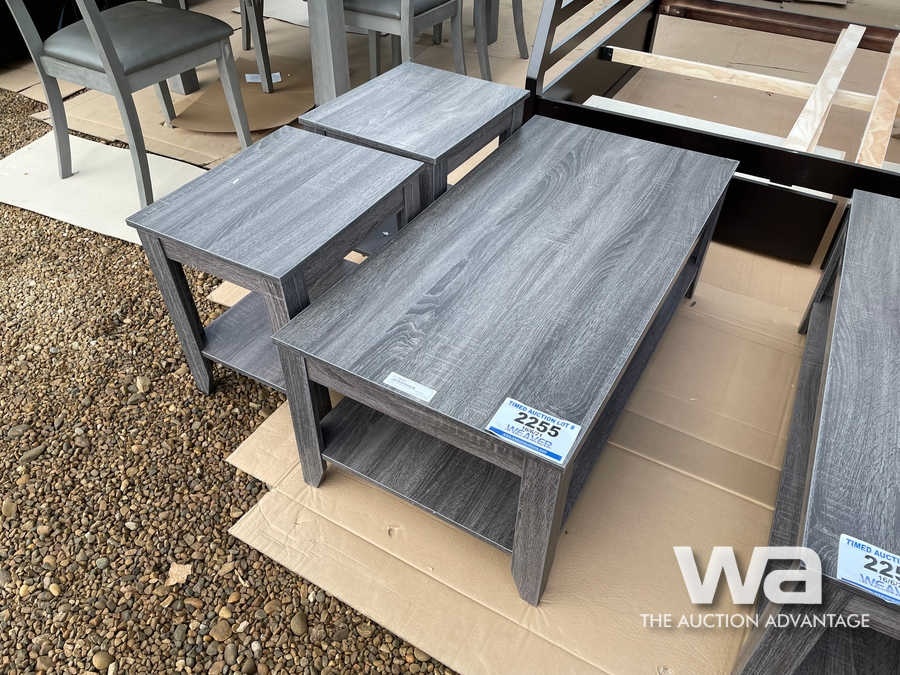 DISTRESSED GREY COFFEE TABLE SET