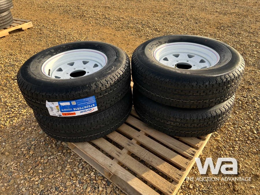 (4) DURUN STC1 225/75R15 TRAILER TIRES & RIMS