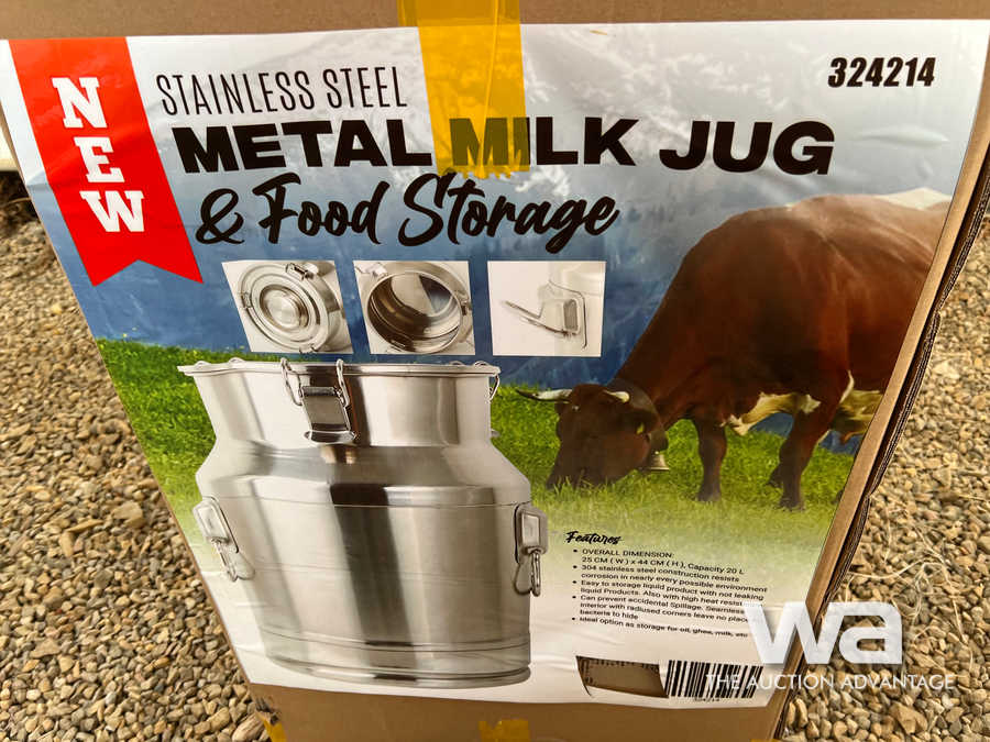 (8) 20L Stainless Steel Milk Jugs