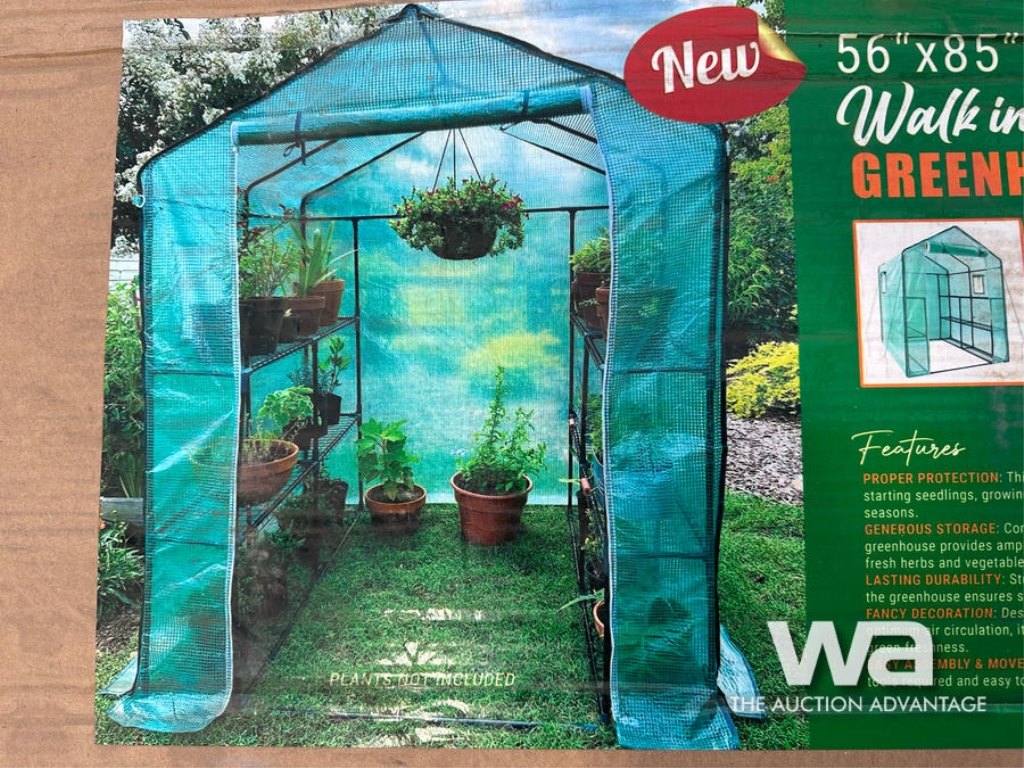 WALK IN ROLL UP GREENHOUSE & SHELVES