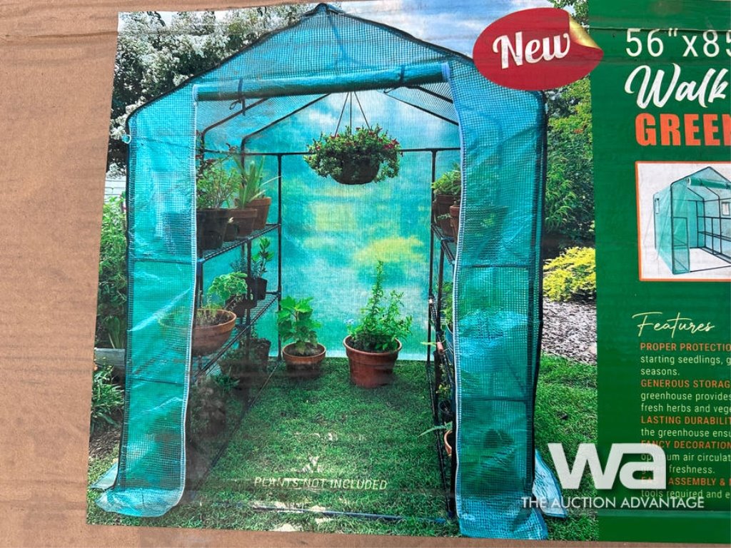 WALK IN ROLL UP GREENHOUSE & SHELVES