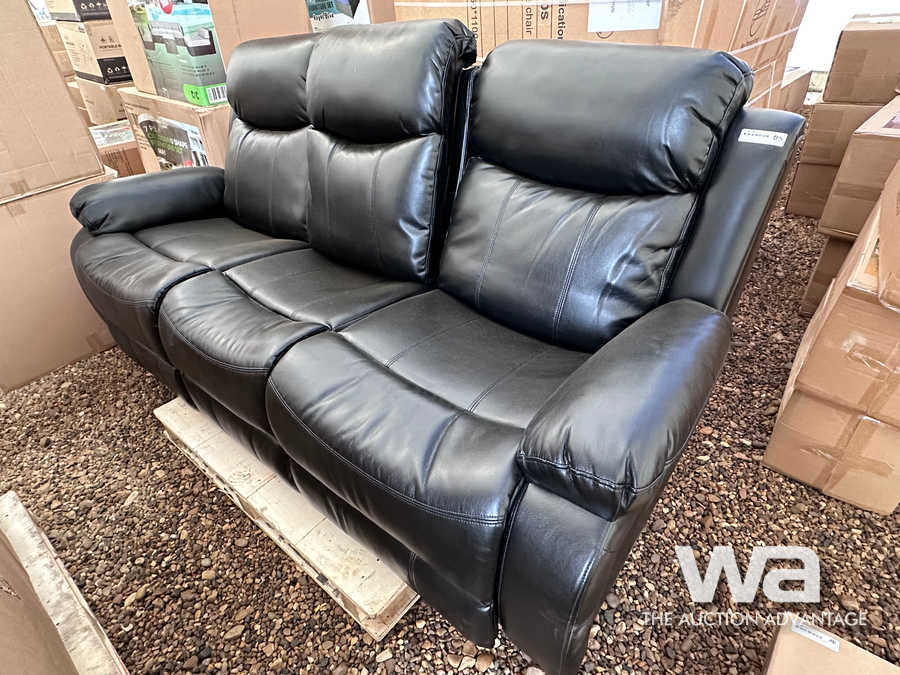 RECLINING SOFA BLACK LEATHER