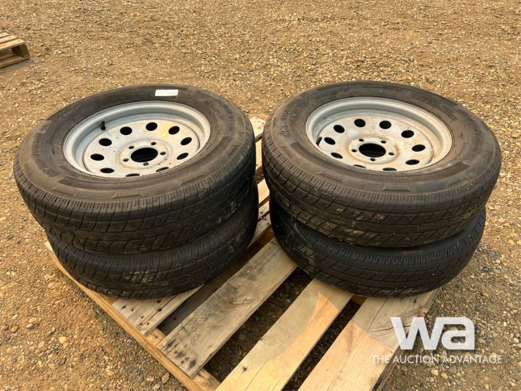 (4) 205/75R15 TRAILER TIRES ON RIMS