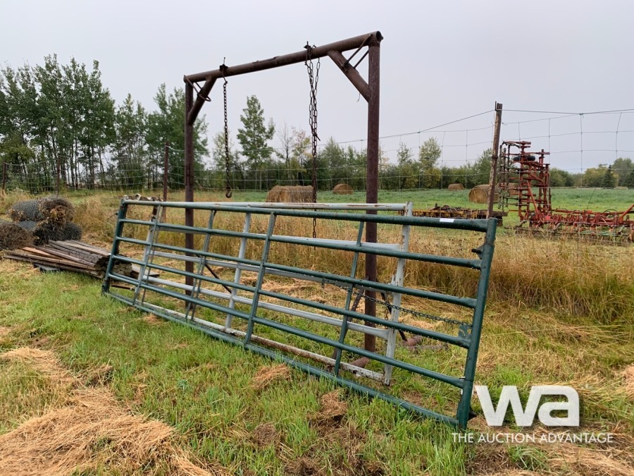 (3) LIVESTOCK GATES, GANTRY