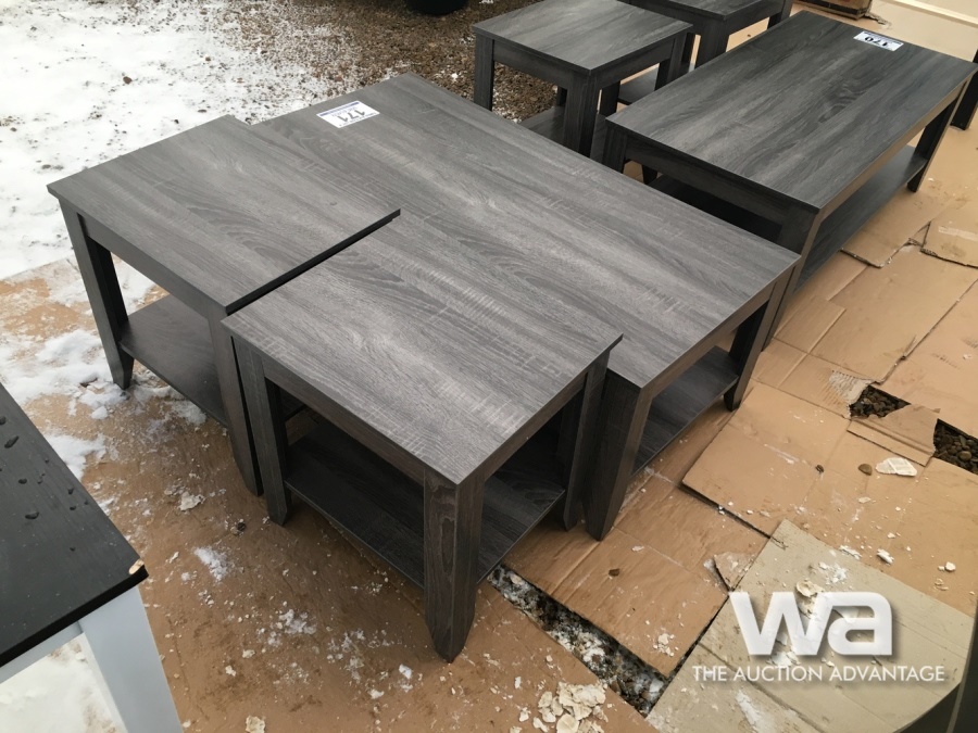 DISTRESSED GREY COFFEE TABLE SET