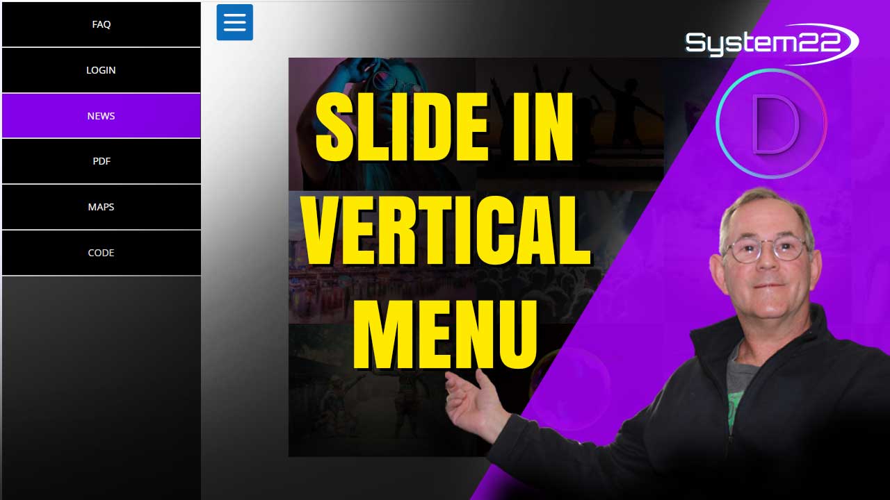 Advanced Tutorial Create a Slide In Vertical Menu with Divi Theme S22
