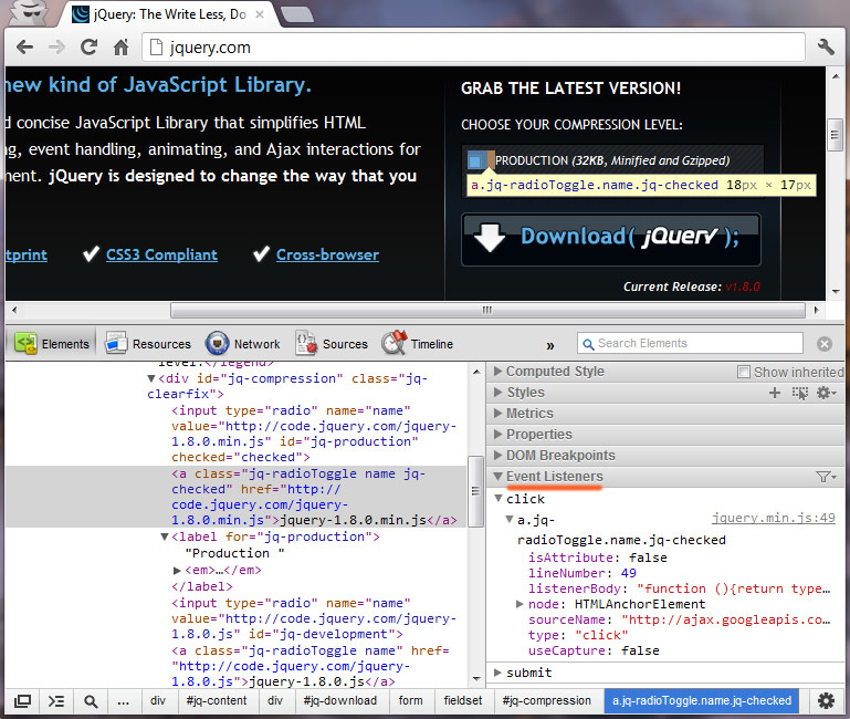 debug javascript jQuery webprofile