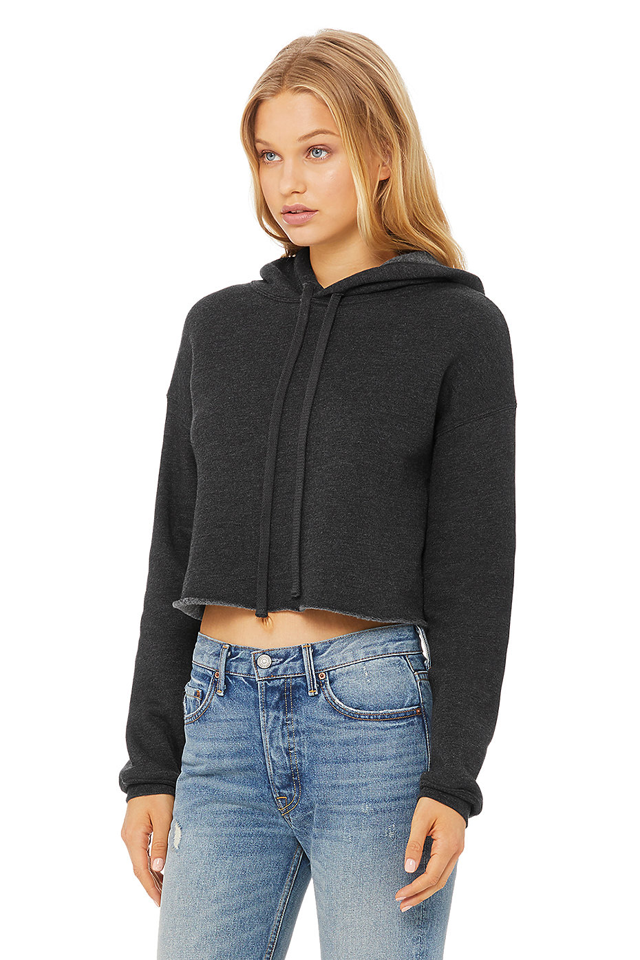 Ladies Cropped Raw Edge Hoodie AOP+ Easy Print on Demand