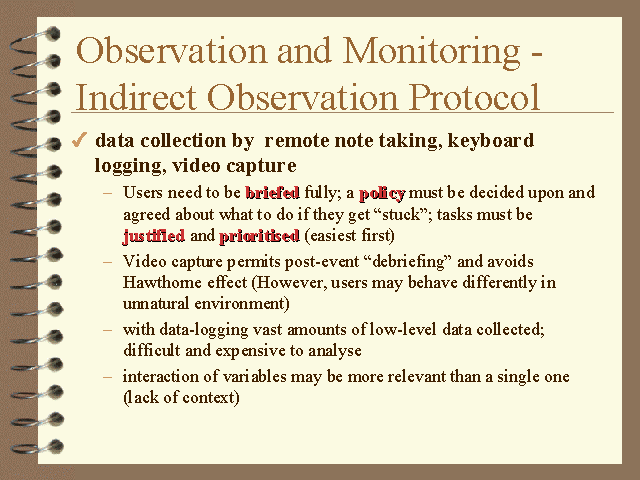 Observation and Monitoring - Indirect Observation Protocol