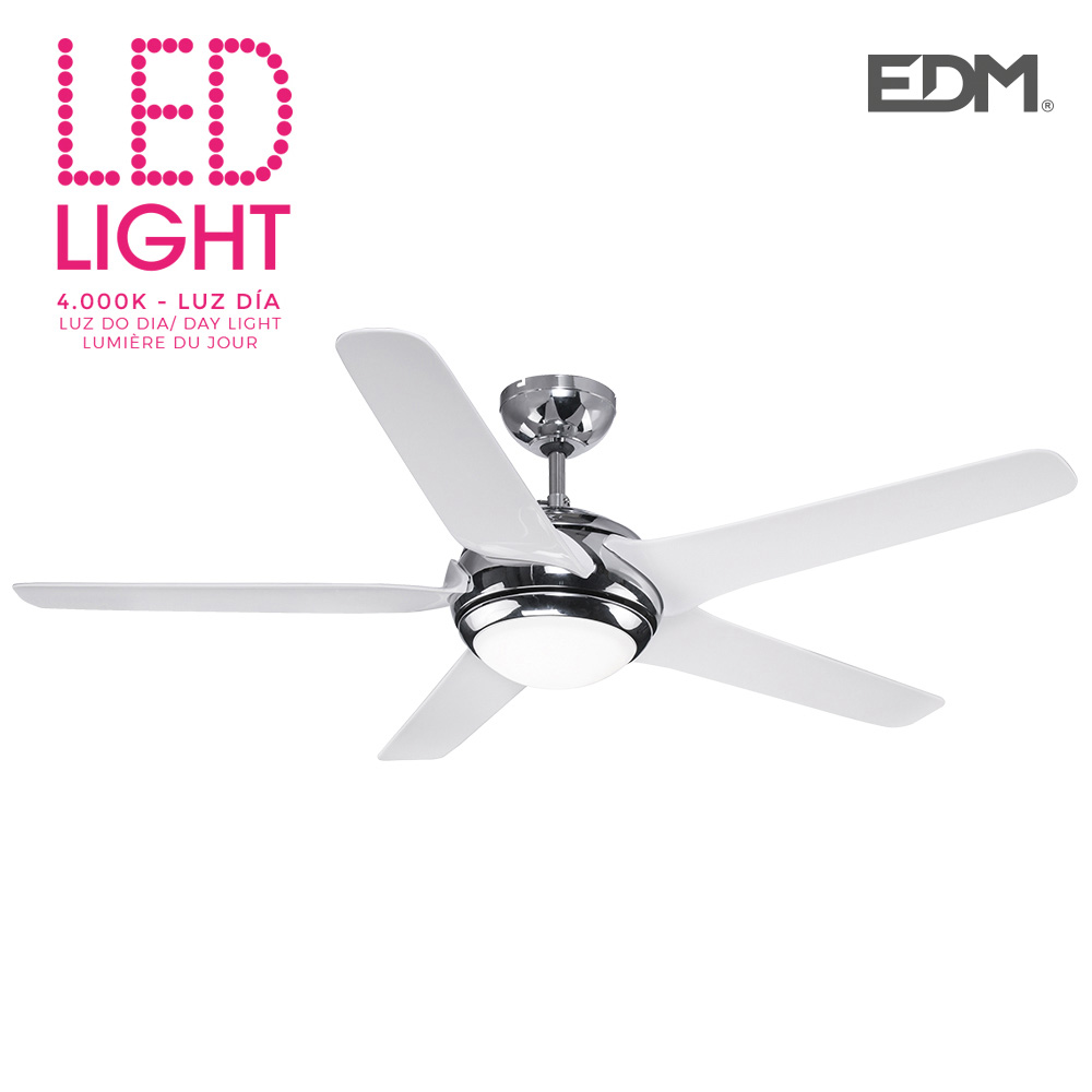 Chrome Ceiling Fan With White Blades | Shelly Lighting