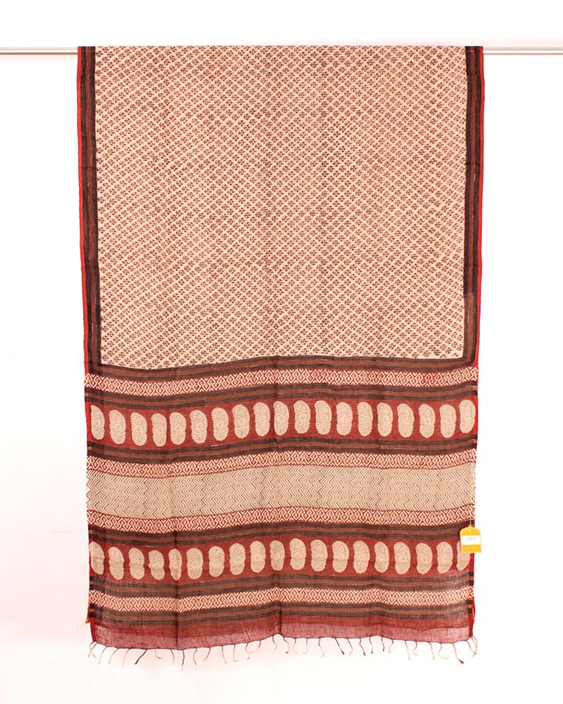 Linen Block Printed Saree
