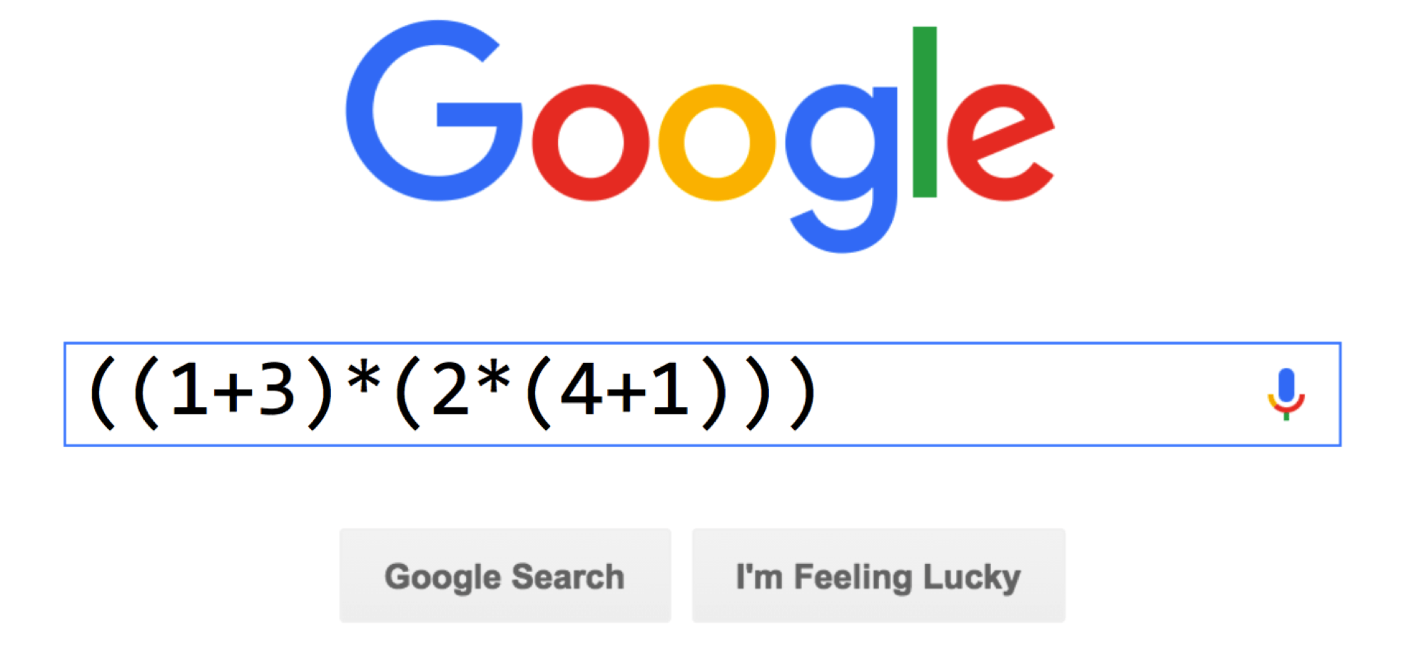 An image showing how Google will perform math for you. Inside the