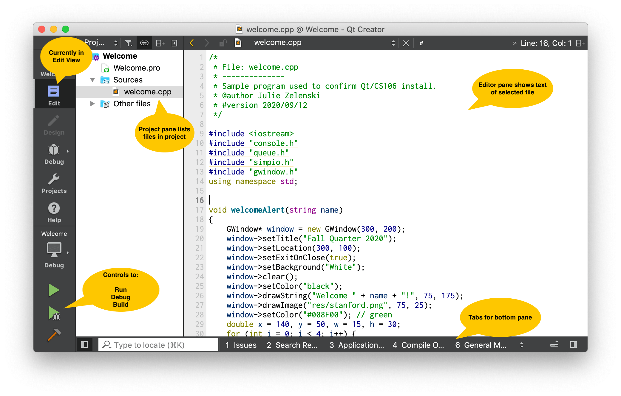 CS106B Basics of using Qt Creator