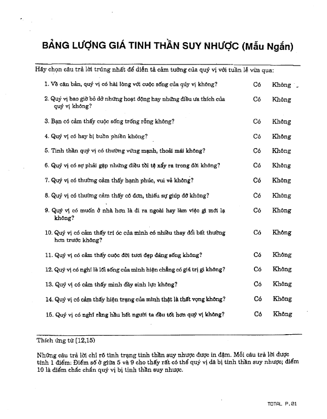 Geriatric Depression Scale Short Form cloudshareinfo