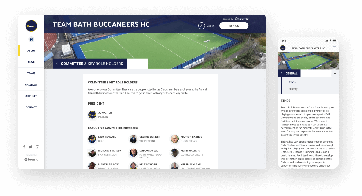 Club sites with the power of Teamo