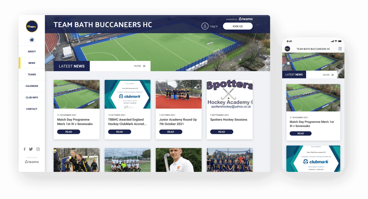 Club sites with the power of Teamo