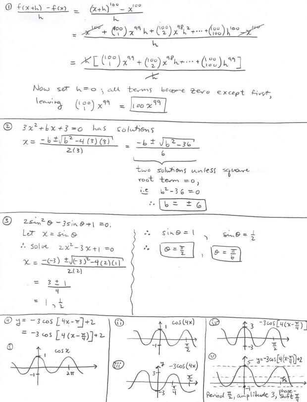 Math 152 Section S0602 Solutions to Exam Review Questions