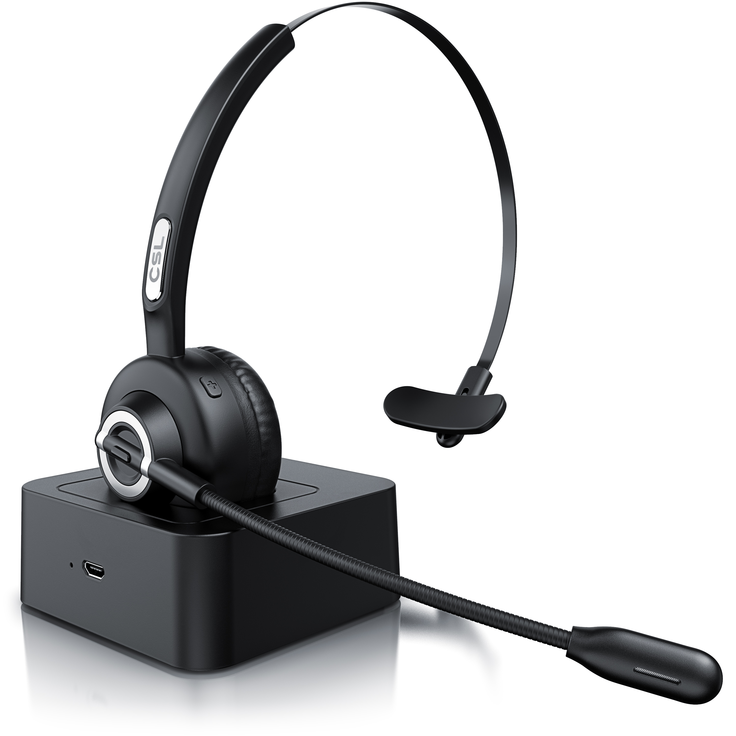CSL Mono Bluetooth Headset mit Ladestation mit flexiblem Mikrofon
