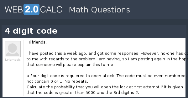 View question - 4 digit code