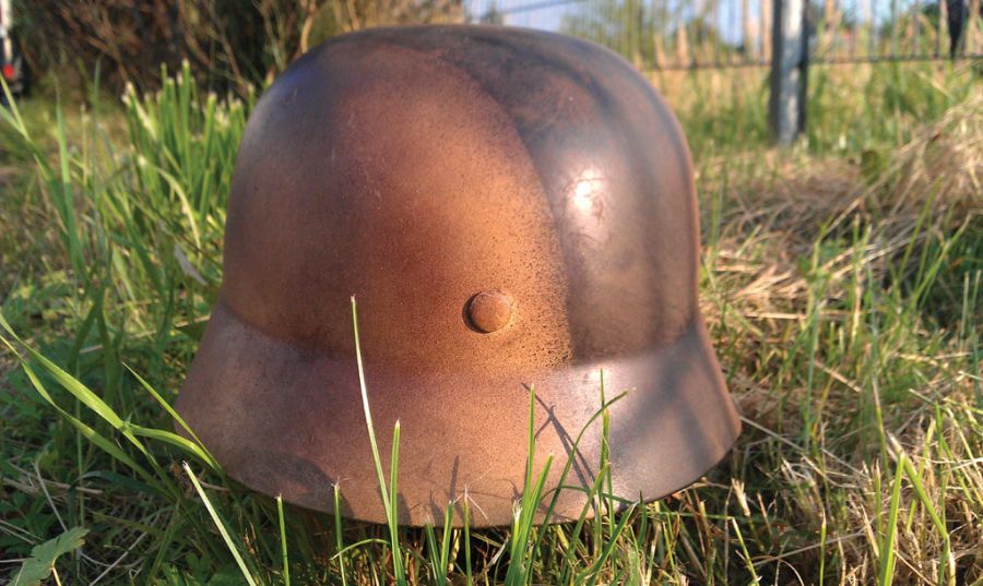 M35 STAHLHELM HELMET CAMO NORMANDIE FRANCE SS DIVISON www.helmfabrik.eu