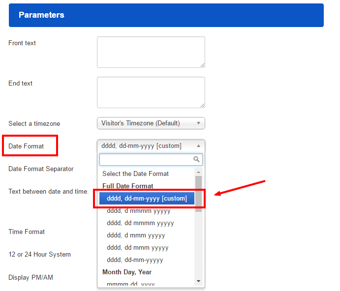 Create a custom date format for the DateTime Joomla! Module 357