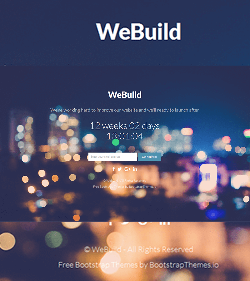 Free bootstrap coming soon template with countdown WeBuild