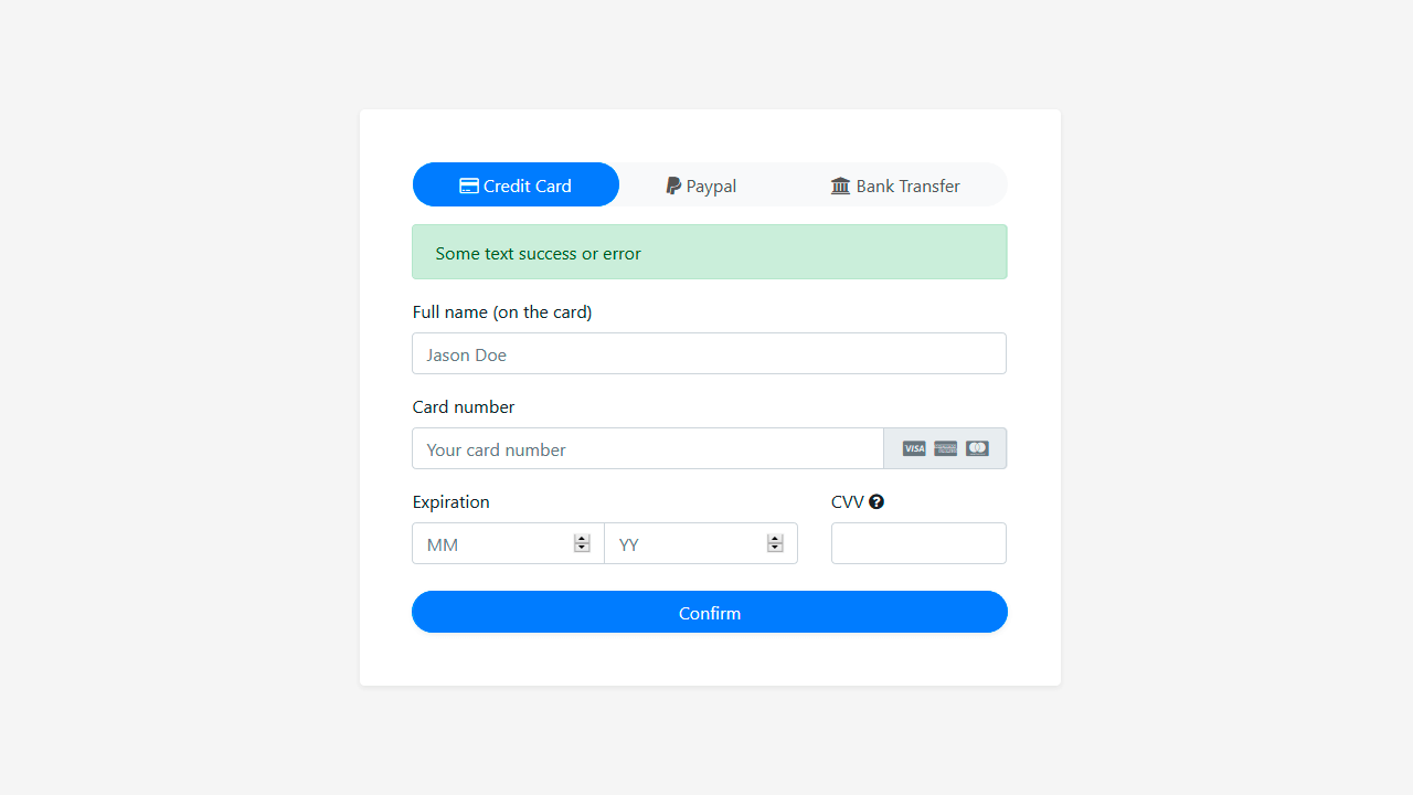 BOOTSTRAP CREDIT CARD FORM