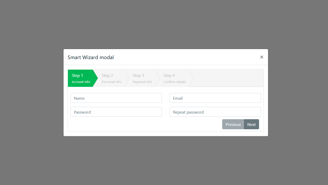 BOOTSTRAP 4 MODAL DIALOG FORMWIZARD