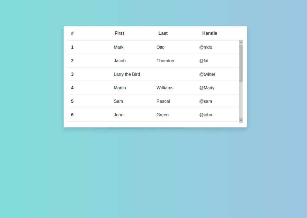 BOOTSTRAP TABLE WITH A FIXED HEADER