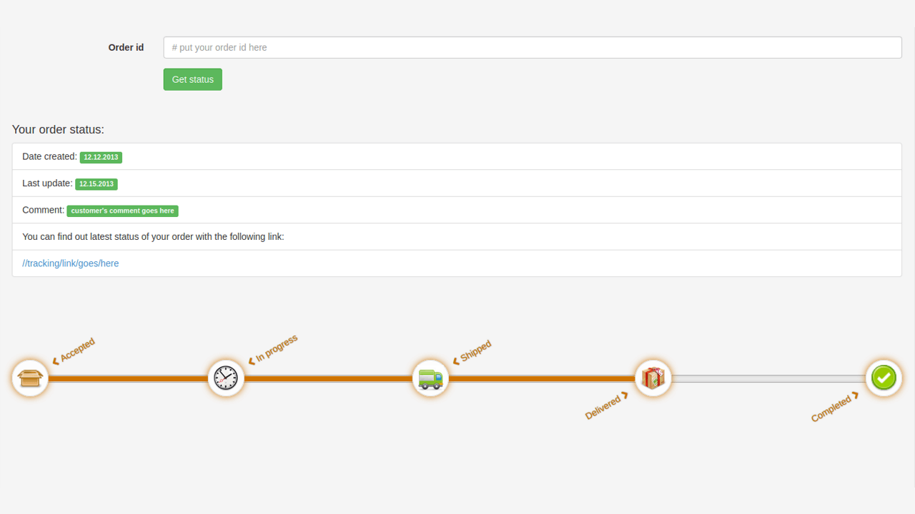 BOOTSTRAP SHOPPING ORDER STATUS