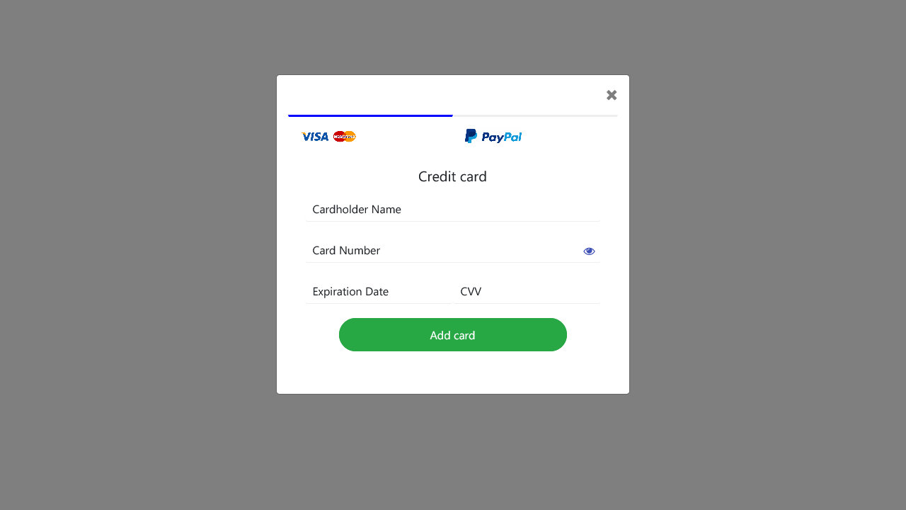 BOOTSTRAP 5 PAYMENT OPTION MODAL FORM