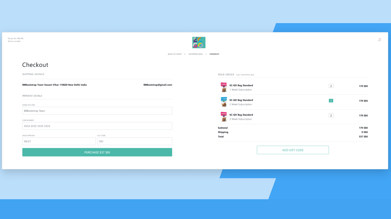 BOOTSTRAP 4 SHOPPING BAG