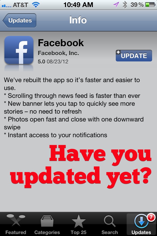 Just Updated Facebook 5.0 Mobile App for iPhone and