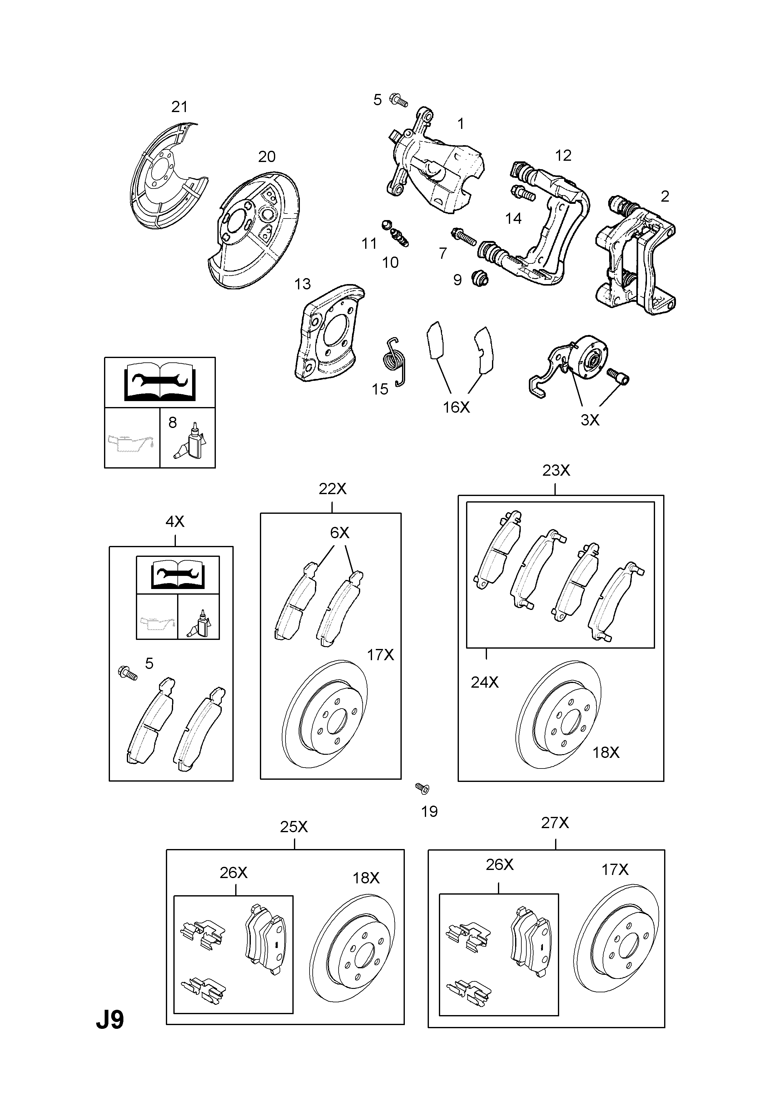 Opel CORSAC Rear brake kits > EPC Online >