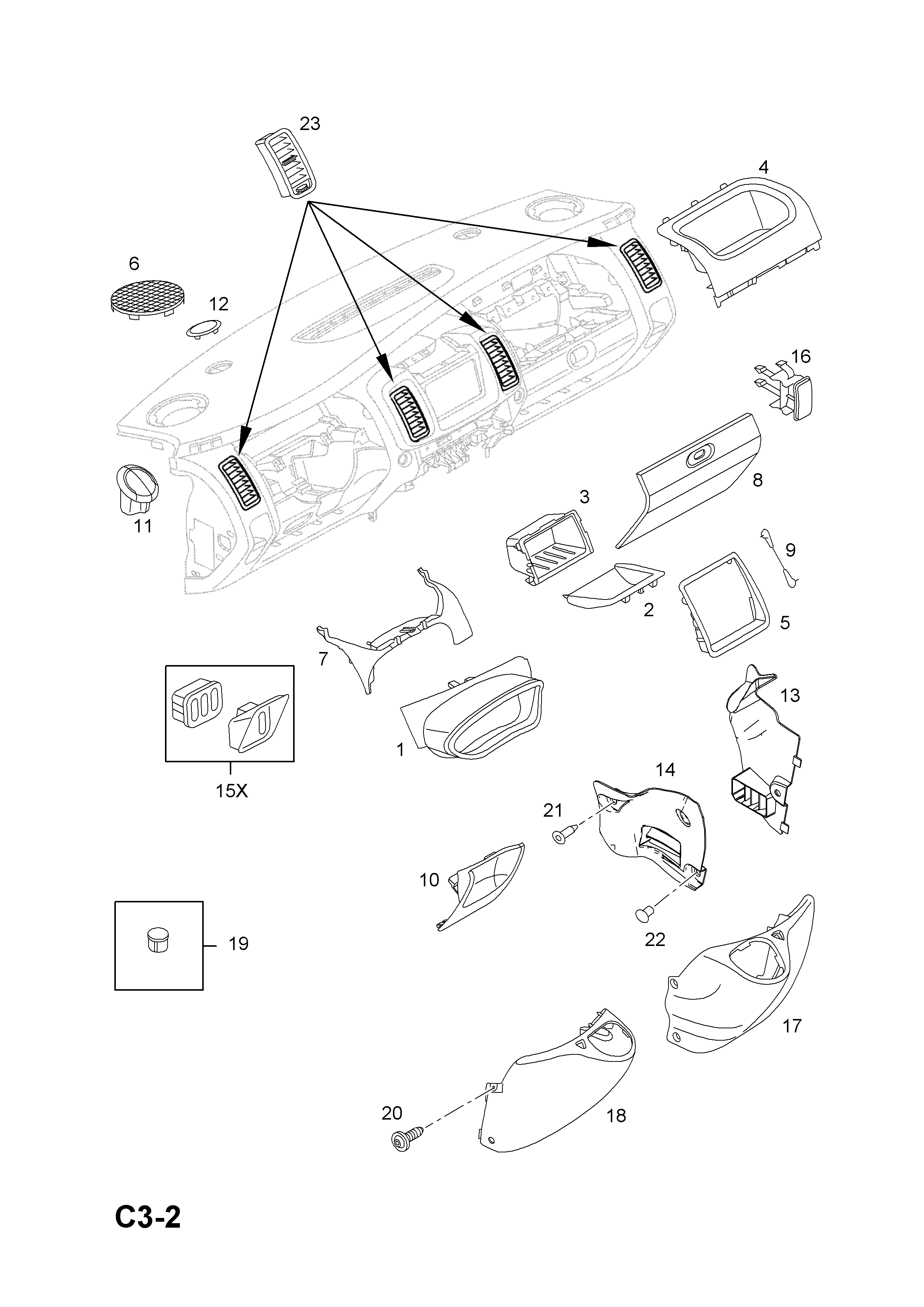 Vauxhall VIVAROA Instrument panel fittings > EPC Online