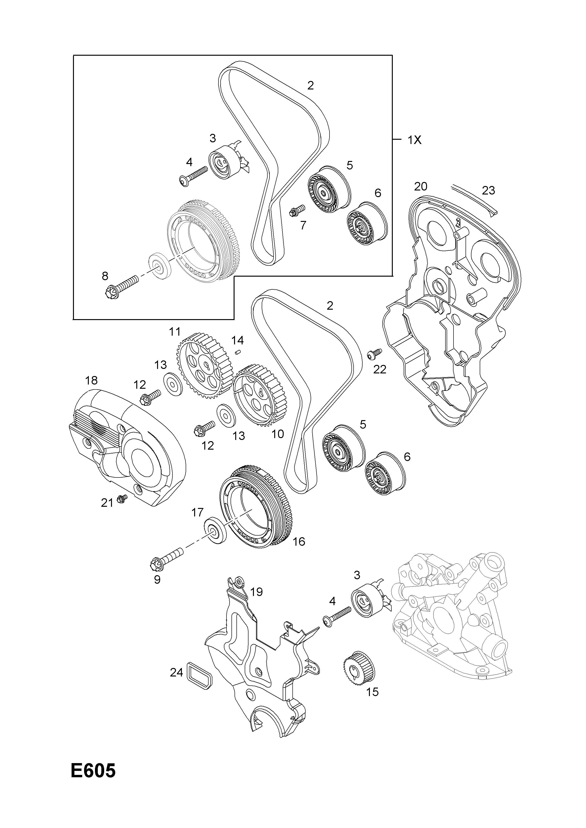Opel ZAFIRAB Timing belt,gear and pulleys > EPC Online >