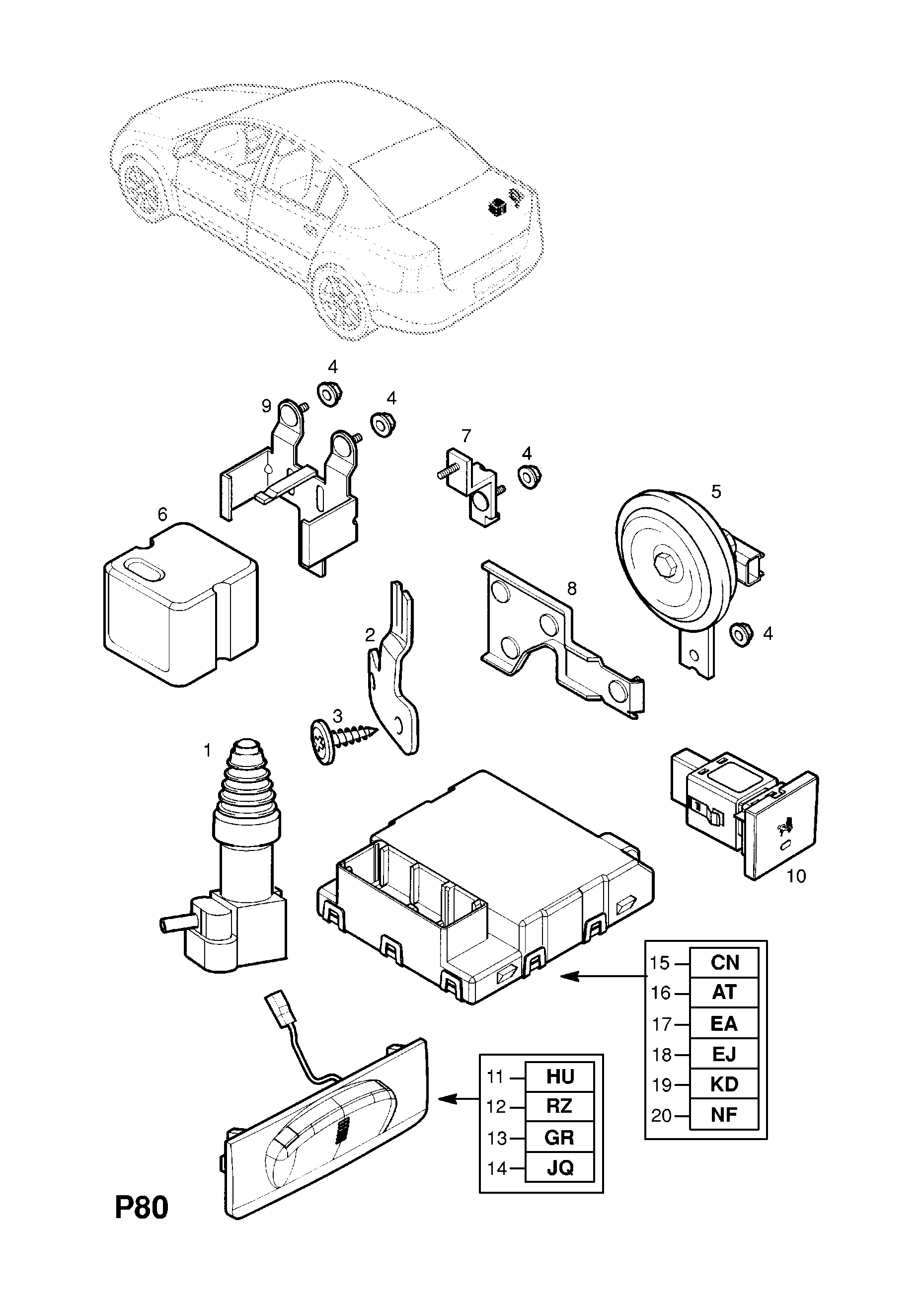 Vauxhall VECTRAC Antitheft warning system > EPC Online