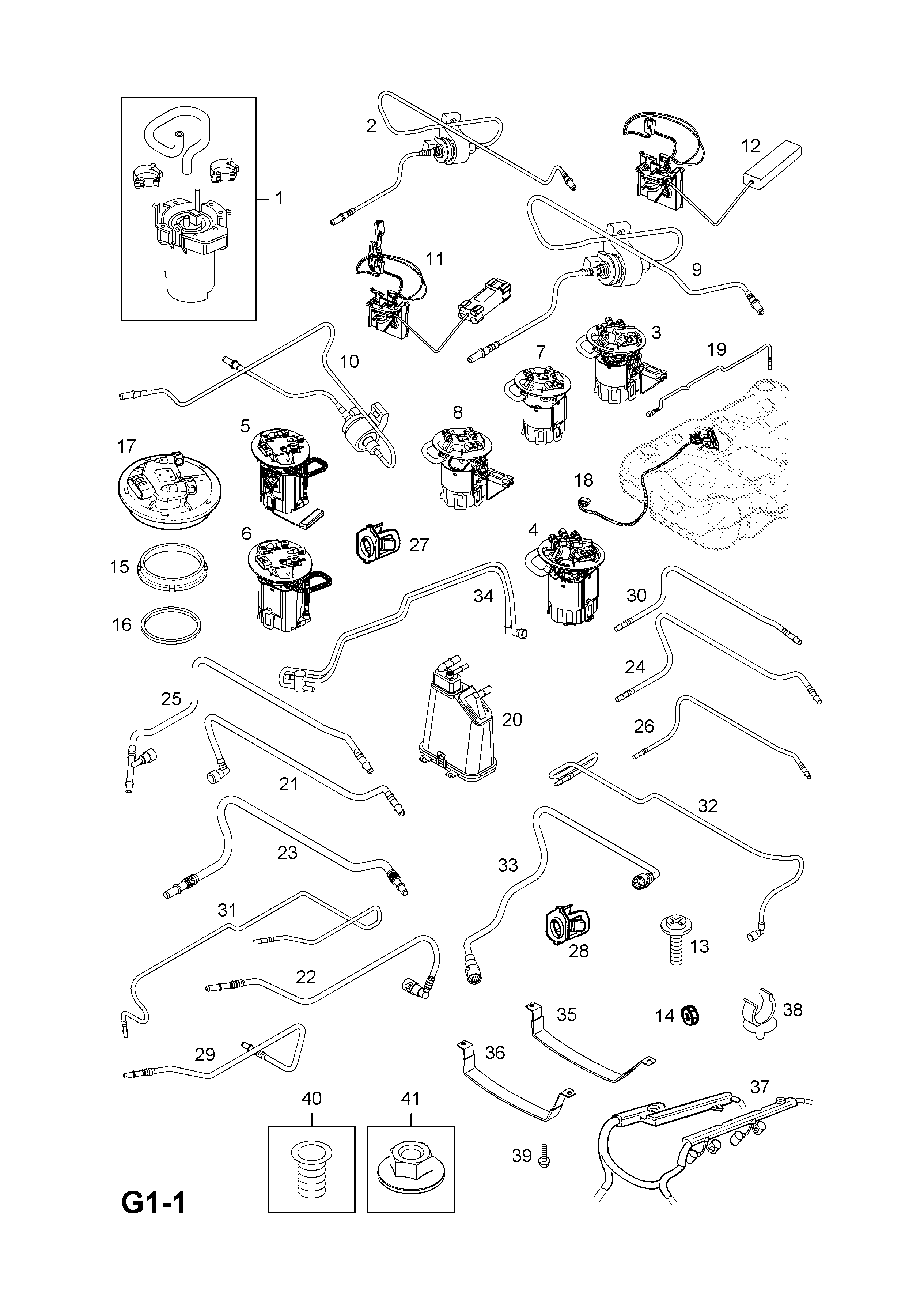 Opel VECTRAC Fuel tank (contd.) > EPC Online >