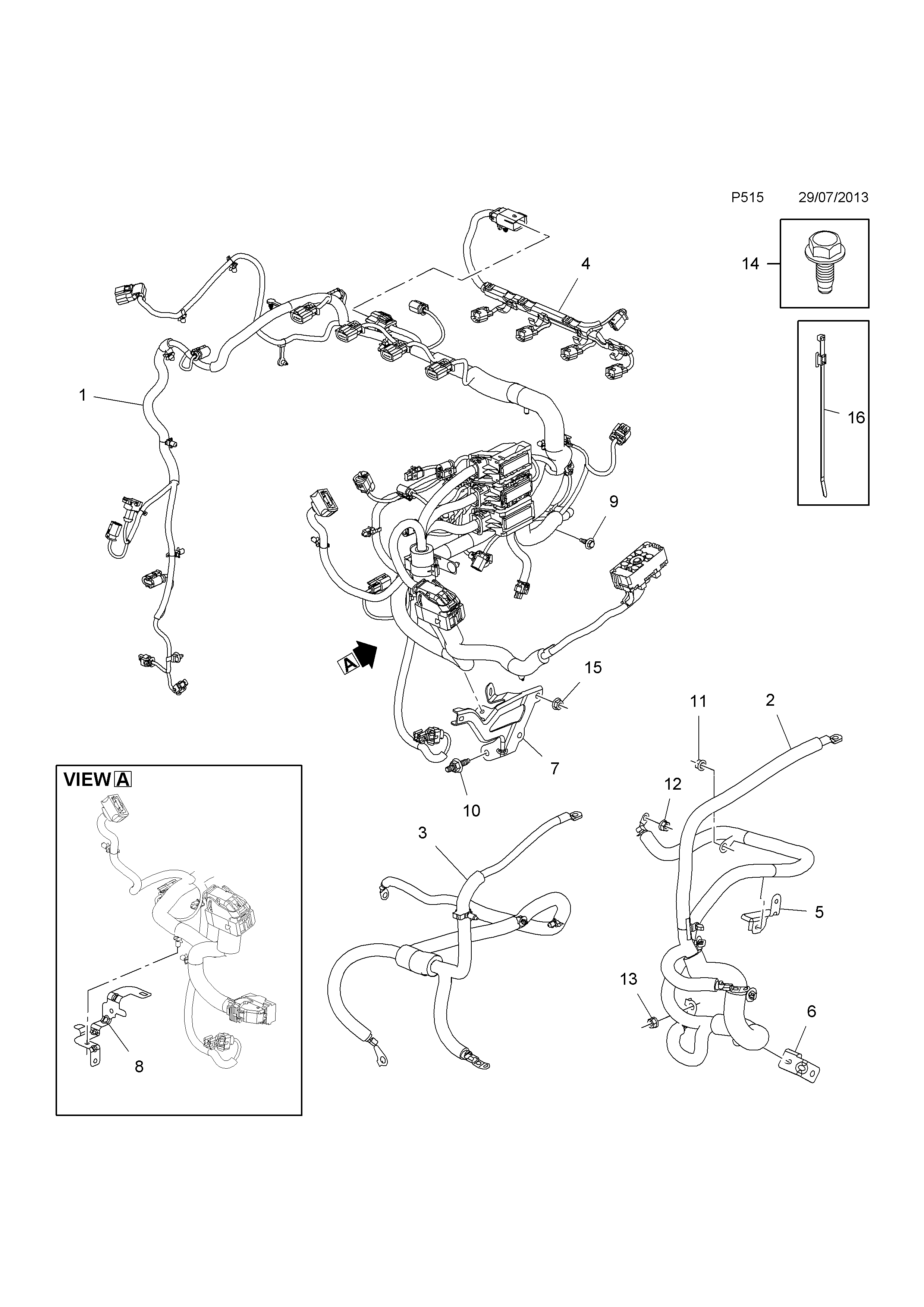 Opel INSIGNIA Engine and fuel injection wiring harness fittings > EPC